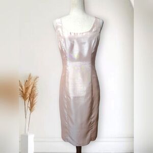 Ellen Tracy Beige Cream Fitted Cocktail Party Special Occasion Sheath Dress,sz 8